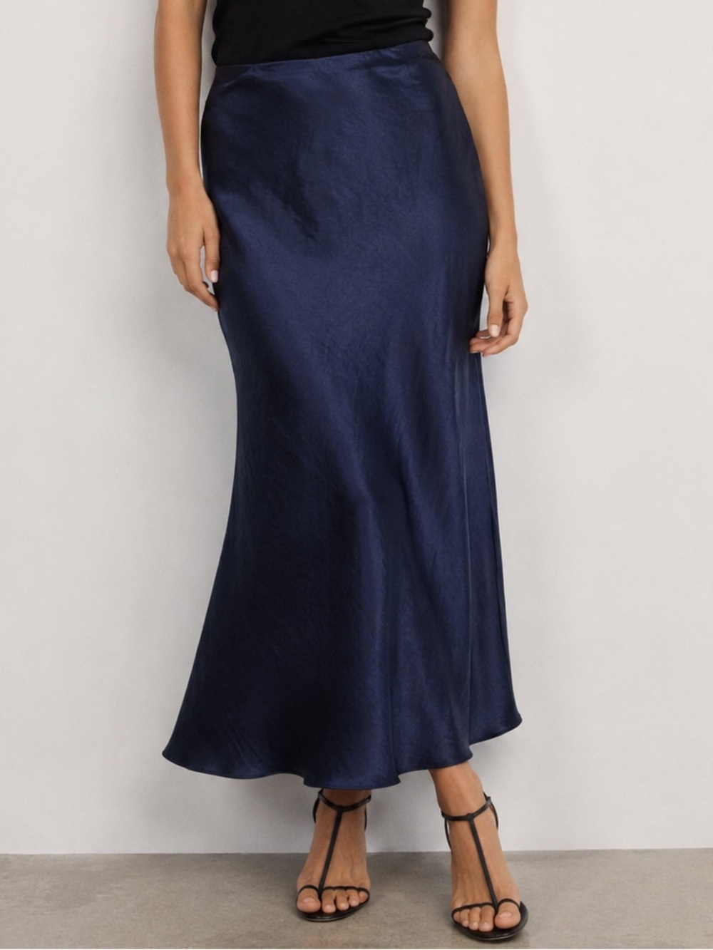 Babaton Satin Bias Cut Maxi Slip Skirt Admiral Blue Size 2